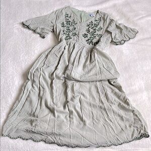 Green Embroidered Dress